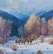 Western landscape painting by Martin Grelle sold at Revere Auctions in St. Paul, MN, 011623