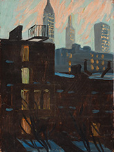 Cityscape painting by Fairfield Porter on exhibition at Parrish Art Museum in Water Mill, New York, February 18 - June 16, 2024, 041424