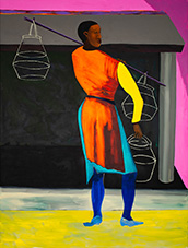 Painting by Lubaina Himid on exhibition at Greene Naftali Gallery in NYC, May 2 - June 15, 2024, 042824
