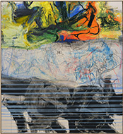 Abstract painting by Rita Ackermann on exhibition at Hauser and Wirth in New York, May 2 - July 26, 2024, 042824