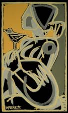 Artwork by America Martin, Woman with Bird, available from JoAnne Artman Gallery in Laguna Beach, CA