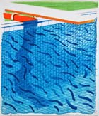 Art by David Hockney, Pool Made with Paper and Blue Ink, 1980, signed and numbered available from Leslie Sacks Fine Art in Los Angeles