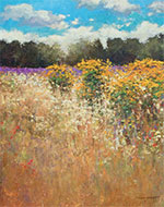 Painting by Don Bishop, title Gold And Lavender 190628 available from Zatista.com, 080321