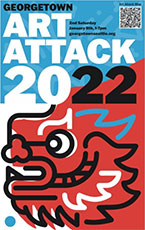 Image of poster for upcoming January 8, 2022, Georgetown Art Attack in Seattle, 010222