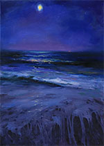 Ocean at night painting by Alisa Onipchenko, title Night on the sea, available from Zatista.com, 040322