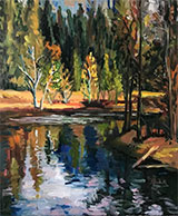 Landscape painting by Carol Steinberg, title, Half Dome Reflections Four available from Zatista.com, 042822