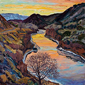 Landscape paintings by Jivan Lee available from LewAllen Galleries in Santa Fe, August 2022, 080422
