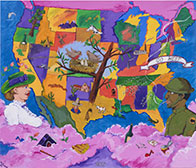 Painting by Robert Colescott on exhibition at New Museum in NYC, June 30 - October 9, 2022, 072022