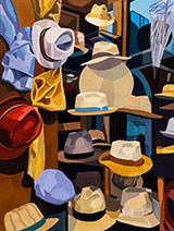 Hat painting by Andy Burgess on exhibition at Skidmore Contemporary Art in Santa Monica, January 14 - February 18, 2023, 012723