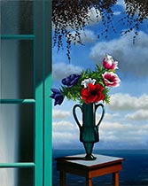 Anemones and Ocean View by Bruce Cohen on exhibition at Leslie Sacks Gallery in Santa Monica, CA, March 15 - May 6, 2023, 031923