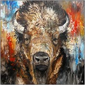 Buffalo painting by Bruce Marion available from Mirada Fine Art in Denver, CO, March 2023, 030923