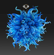 Blue glass chandelier by Dale Chilhuly sold January 20, 2023 at Rago Auctions in Lambertville, NJ, 010923