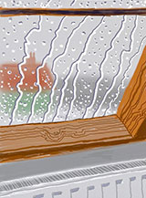 Rain on the Studio Window, print by David Hockney on exhibition at Leslie Sacks Gallery in Santa Monica, CA, January 28 - March 11, 2023, 021023