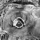 Photograph of Dodger Stadium 1967 by Ed Ruscha on exhibition at Yancey Richardson in New York, January 5 - February 18, 2023, 010723