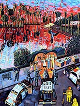 Artwork by Frank Romero on exhibition in Cheech Collects at Riverside Art Museum in San Diego, CA, through May 14, 2023, 021023