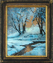 Winter landscape painting by Nathan Bennett available from Blue Rain Gallery in Santa Fe, January 2023, 011223