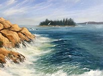 Seascape painting by Jeremy Rugge Price available from Landmark Gallery in Kennebunk, Maine, April 2023, 041523