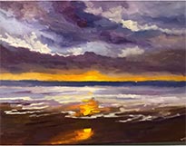Seascape painting by Ramya Sarvesh, title, Catching Sunsets, available from Zatista.com, TX, 062723