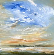 Abstract landscape painting by Kathy Buist available from Galerie d'Orsay in Boston, June 2023, 060923