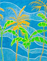 Palm tree painting by Tyson Reeder on exhibition at Acquavella Galleries in Palm Beach, Florida, September 26 - October 31, 2023, 093023