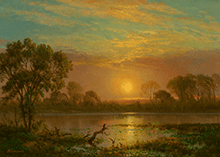 Landscape painting with lake by Albert Bierstadt for sale November 17, 2023, 2023 at Heritage Auction Galleries in Dallas, TX, 110523