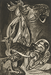 Engraving by Andre Racz on exhibition in American Art in the Atomic Age at the Asheville Art Museum in Asheville, NC, November 10 - April 29, 2024, 110223
