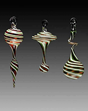 Glass Christmas ornaments by Jason Probstein on exhibit at Mountain Made Gallery in Asheville, NC, November 24 - December 23, 2023, 110823