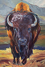 Bison painting by Lori Cusick available from Giddens Gallery of Fine Art in Grapevine, TX, 110223