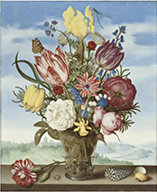 Flower Still Life by Ambrosius Bosschaert from 1619 on exhibition at LACMA in Los Angeles, through March 3, 2024, 021124