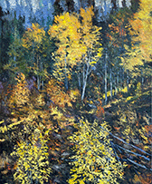 Fall landscape painting by James Cook available from Gail Severn Gallery, Ketchum, Idaho, January 2024, 010724