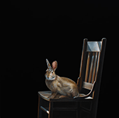 Rabbit painting by Karen Hollingsworth on exhibition at Pryor Fine Art in Atlanta, Georgia, January 4 - February 4, 2024, 010424