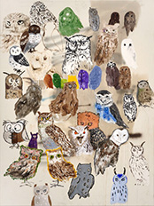 Owl painting by David Ostrowski on exhibition at Sprueth Magers Gallery in New York, June 4 - July 26, 2024, 060924