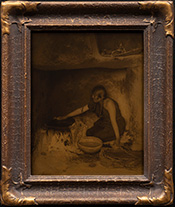Goldtone photograph The Piki Maker 1906, by Edward S. Curtis available from Zaplin Lampert Gallery in Santa Fe, 052524