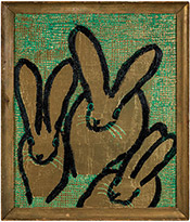 Rabbit painting by Hunt Slonem on exhibition at Turner Carroll Gallery in Santa Fe, July 5 - August 4, 2024, 062624