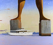 Painting by Julio Larraz available from Ascaso Gallery in Miami, Florida, July 2024, 062724