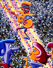 Painting by Kenny Scharf on exhibition at Honor Fraser Gallery in Los Angeles, June 29 - August 24, 2024, 062524