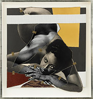 Collage artwork by Mickalene Thomas exhibition at Moniquemeloche in Chicago, June 7 - July 27, 2024, 062724
