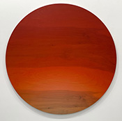 Round painting by Shawn Burkard on exhibition at Bruno David Gallery in St. Louis, Missouri, April 12 - June 29, 2024, 052124