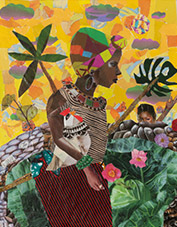 Collage artwork by Della Wells on exhibition at Andrew Edlin Gallery in New York, May 31 - July 19, 2024, 070324