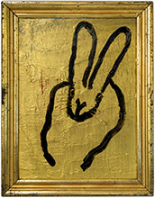 Rabbit painting by Hunt Slonem on exhibition at Grenning Gallery in Sag Harbor, New York, July 11 - August 4, 2024, 063024