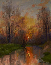 Sunset painting by Kenn Backhaus available from Highlands Art Gallery in Lambertville, New Jersey, September 2024, 091124