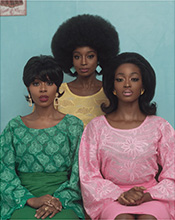 Color portrait of three women by Oye Diran available from Johnson Lowe Gallery in Atlanta, Georgia, GA, September 2024, 091424