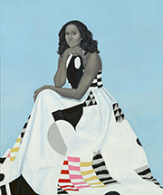 Portrait of Michelle Obama by Amy Sherald in American Sublime at SFMOMA in San Francisco, November 16 - March 9, 2025 112624