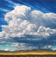 Landscape Cloud painting by Caleb Meyer available from Gallery Wild available from Big Horn Galleries in Jackson, Wyoming, December 2024, 120324