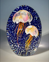 Double Jellyfish art glass by Christopher Richards available from Hot Island Glass in Lahaina, Makawao, Maui, Hawaii, 120724