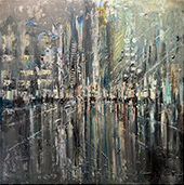 City painting by Gregory Prestegord on exhibition at F.A.N. Gallery in Philadelphia, Pennsylvania, November 1 - 29, 2024, 103124