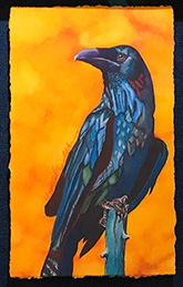 Raven painting by Karen Ahlgren available from Magpie in Taos, New Mexico, December 2024, 121124