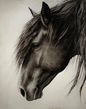 Horse portrait in oil by Kenneth Peloke on exhibition at Gallery Mar in Park City, Utah, December 6, 2024, 120524