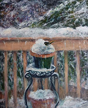 Bird painting by Laura McMillan on exhibition at The Station Gallery in Greenville, Delaware, December 6 - 24, 2024, 121924