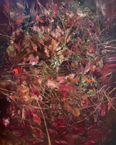 Floral painting by Sarah McRae Morton on exhibition at Somerville Manning Gallery in Greenville, Delaware, December 6 - 31, 2024, 121924